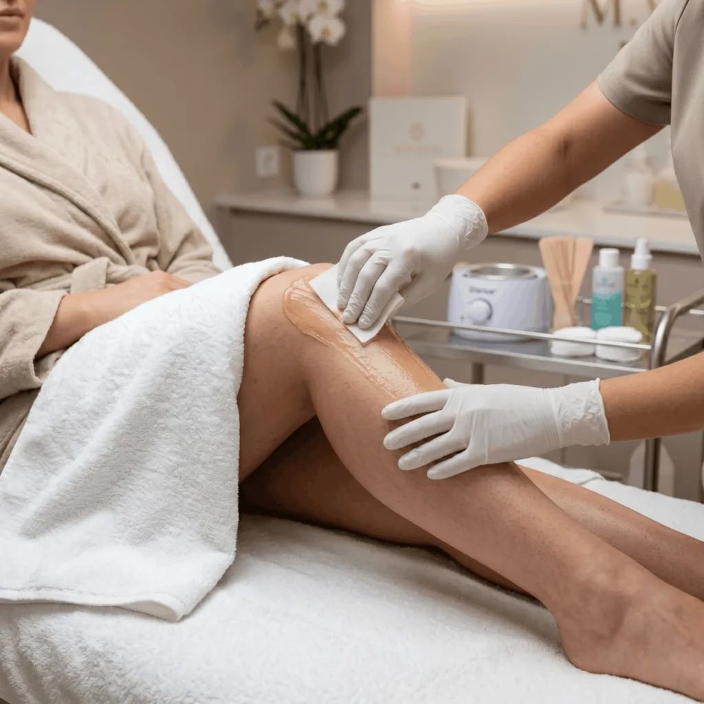 KNEES WAX service at H2O Nail & Wax Studio
